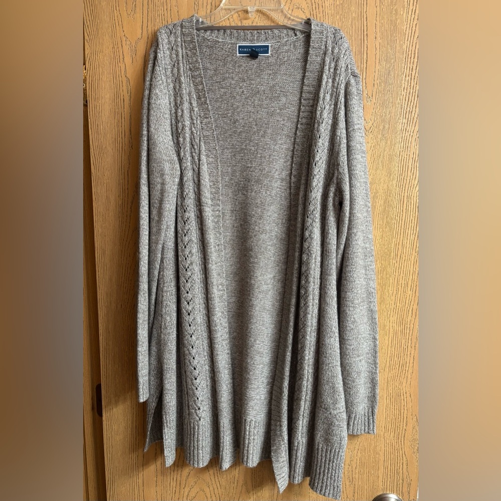 Karen Scott Light Brown and Cream  Women's Cardigan